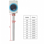220V 800-2000W Radiaator DN20 k&uuml;ttekeha reguleeritav temperatuuritsoon temperatuurikontroll elektriline k&uuml;ttekepp roostevaba teras 200mm-800w