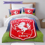 FC. Twente voodipesu Tekikomplekt Tekikott Padjap&uuml;&uuml;r Kodu kaunistus S&uuml;nnip&auml;evakingitus (1 * tekikott + 2 * padjap&uuml;&uuml;ri, ilma s&uuml;damikuta) 135x200cm red