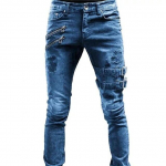 Retro Moto Biker Sirged Elastsed Teksad Meestele T&otilde;mblukuga Auk Streetwear Punk Skinny Denim Cargo P&uuml;ksid Pantalones Hombre Y2K R&otilde;ivad M