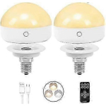 2-pakk E14 laetav pirn, 300 lm, 40 W ekvivalent, eemaldatav laadimine, 3 v&auml;rvitemperatuuri, kaugjuhtimispuldiga kett-h&auml;daolukorrapirn, dimmer, taimer