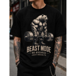 Meeste must graafiline t-s&auml;rk lihaselise karuga, kes t&otilde;stab kangi, 'Beast Mode' loosung, l&uuml;hikeste varrukatega &uuml;mmarguse kaelusega, j&otilde;usaali ja vaba aja kandmiseks 4XL must