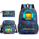 Geomeetriline Geomeetriajooks Kolmeosaline Koolikott Mees- ja Naistudengid Kampuse Pliiatsitops L&otilde;uendikott three-piece set (backpack + satchel + pencil case)