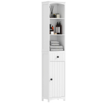 Vannitoakapp 3 riiuli ja 1 sahtliga, vastupidav, MDF, valge 34 x 24 x 170.5 cm valge