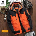Talvine fliisjope meeste vabaaja paks, soe puuvillane polsterdatud jakk Meeste moodne kapuutsiga v&auml;limine tuulekindel jope Parkas Plus Size L oranž