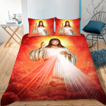 Jeesuse voodipesukomplekt Kristlik retro tekkekate teismelistele t&auml;iskasvanutele Jeesus Kristuse usklikule tekikott Vanaaegse stiiliga tekikott 140*200cm/55x79in Single/Twin 3pcs