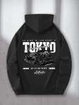Meeste Must Puuvillasegu L&otilde;tv Kapuutsiga Dressipluus Tokyo Drifti Auto ja JDM Numbrim&auml;rgi Graafilise Prindiga Linlik Ameerika Streetwear Ei L white