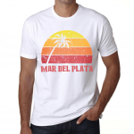 Meeste vintage T-s&auml;rk Graafiline T-s&auml;rk MAR DEL Plata Sunset White XS valge