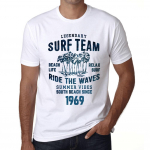 Meeste vintage tees&auml;rk Graafiline T-s&auml;rk Surf Team 1969 valge XS valge
