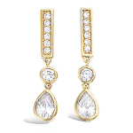 Les Tr&eacute;sors De Lily [L7661] - kullatud k&otilde;rvar&otilde;ngad  Sissi  valgest kullast - 27x6 mm valge