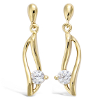 Les Tr&eacute;sors De Lily [N6914] - Boucles plaqu&eacute; or 'C&acirc;lin' blanc dor&eacute; - 24x5 mm kuld