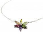 Les Tr&eacute;sors De Lily [P6897] - Collier Argent 'Fleur de Cristal' multicolore argent&eacute; (rhodi&eacute;) - 13 mm mitmev&auml;rviline