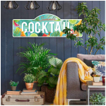 Les Tr&eacute;sors De Lily [Q6573] - Plaque m&eacute;tal XXL 'Summer Cocktail' turquoise multicolore - 90x30 cm valge