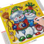 5D Teemanttikandid J&otilde;ulukivist pilt Teemantmaal Lumememm Mosaiik Ristpistes Joonisfilm K&auml;sitsi valmistatud kingitus Full Round （30x30CM）