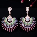 CMM etnilise roosi kuldse v&auml;rvi lehvikukujulised tsirkooniumoksiidi suured k&otilde;rvar&otilde;ngad mitmev&auml;rviline