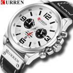 CURREN Fashion klassikaline mustvalge kronograaf meeste kell CURREN meeste k&auml;ekellad vabaaja kvartsist k&auml;ekell meeste kell Reloj Hombre h&otilde;bedane valge v&auml;rv