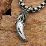 Punk 316L roostevabast terasest tohutu hundihammas amuleti ripats retro nikerdatud gooti stiilis meeste biker roostevabast terasest kaelakee h&otilde;be