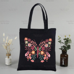 Sinine liblikas v&auml;rvi lendav lill Kohandatud kandekott Ostlemine Originaalne disain Must Unisex reisil&otilde;uendist kotid Eco kokkupandav poesk&auml;ija 31*36cm