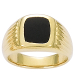 Kullatud m&auml;rgis&otilde;rmus 'King' Golden Onyx - 10x10 mm 68 must