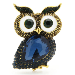 Les Tr&eacute;sors De Lily [R7295] - Kuldne sinine disainerpross  Owl  - 35x25 mm sinine