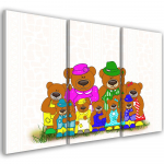 Kolmeosalise pildiga l&otilde;uendiprint Colorful Bears 60x40 mitmev&auml;rviline