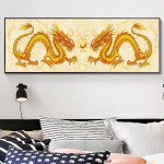 &uuml;mmargune teemantmaaling Kuldne draakoni armastaja T&auml;isruudukujuline pildikivi Teemantmosaiik s&otilde;brap&auml;eva kingitus Full Round 20x60CM