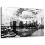 Mustvalge l&otilde;uendiprint New York Geometric City 60x40 must/valge
