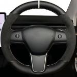 Auto Rooli Kate Rooli M&auml;his Suede Nahk Originaal Rooli Punutis Tesla Model 3 2015-2021 Model Y jaoks Style 9