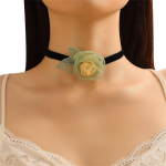 Rose Choker Women Velvet Choker Camellia Choker Goth Choker Flower Choker Kaelakee Gooti kaelakee Pits Choker roheline