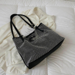 Luksuslik Rhinestone &auml;mbriga kandekott Naiste mood Suure mahutavusega k&auml;epidemega &otilde;lakott 34x11x26cm must