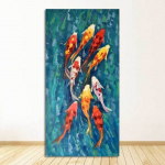 Abstraktne &uuml;heksa koi kala maastik &Otilde;limaal l&otilde;uendil Plakat elutoa jaoks Moodsa sisekujundusega seinakunsti pilt HD-print Hiina 20cm&times;40cm NoFrame