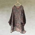 Johnature naiste vintage Ramie Print lillelised T-s&auml;rgid V-kaelusega Seitsme varrukaga T-s&auml;rgid Suvised &otilde;hukesed naiste T-s&auml;rgid One Size sinine