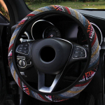 Universal Elastic Car Steering Wheel Cover Ethnic Style Car Accessories 37-38cm Auto Decoration steering wheel A black