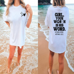 T&uuml;druk, kelle v&auml;&auml;rtus on tema s&otilde;na, Suur T-s&auml;rk Christian Loose Tee Vaimne tervis R&otilde;ivad Naiste Trendikas vabaaja puuvillane Esteetiline top S pruun