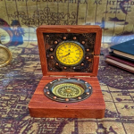 Vintage puidust kellakompass meres&otilde;idulaua lauakellad, graveeritud antiikne lauakell-roosa puidust lauakell kingituste jaoks