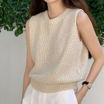 Mood O-kaelusega vabaaja pluus naistele suvine varrukateta slim kootud maika naistele &uuml;hev&auml;rviline vabaaja elegantne lahtine naiste s&auml;rk 25010 One Size aprikoosi