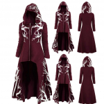 Meeste keskaegne Steampunk kapuutsiga jope Victorian Renaissance Halloween Esinege pikka gooti stiilis vintage neeme rollim&auml;ngu kost&uuml;&uuml;m XXXXXL veinipunane v&auml;rv