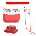 3-&uuml;hes pehme silikoonist kaitse&uuml;mbrise kate Airpodide jaoks 3 (2021. aasta) / Airpods Pro 2 / Airpods Pro kaotsiminekuvastase rihmaga k&otilde;rvaklappide kate Airpods Pro jaoks For Airpods Pro 2 punane