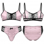Meeste Sissy naistepesu 2 tk Reguleeritavate rihmadega rinnahoidja topid p&uuml;kstega Stringid Bikiinikomplektid &Ouml;&ouml;r&otilde;ivad M roosa