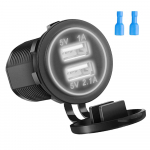 Kahe USB-pesaga autolaadija kiirlaadija 3.0 12v/24v USB-kiirlaadija pistikupesa puutel&uuml;liti autopaadi meremootorratta jaoks valge