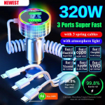 320w USB autotelefoni laadija 5-&uuml;hes &uuml;likiire laadimisadapter Samsung Oppo Oneplus Xiaomi Iphone 14 Pro Max Apple 13 12 11 jaoks must