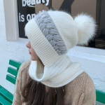 Uus kapuutsiga nokam&uuml;ts Pom Winter Winter Winter Soe Kootud M&uuml;tsid Soonikud Kootud Nokad Kaelakaitse Suusam&uuml;ts Naistele 56cm-60cm