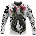 Meeste riided Hunt Viking Tattoo Tr&uuml;kitud kapuuts Mees Naiste Mood vabaaja Harajuku Hiphop Pullover Pusad Sudaderas Oversized S
