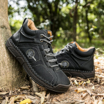 K&auml;sitsi valmistatud l&otilde;hestatud nahast saapad, meeste kingad, mugavad, poolsaapad, meestele, vabaajajalatsid, suur suurus47 48, t&ouml;&ouml;riistakingad 44 must