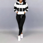 Naiste talvine dressipluus, 2-osaline komplekt, prinditud kapuutsid+p&uuml;ksid, spordir&otilde;ivad, naiste spordi&uuml;likond, kapuutsiga dressipluus, naiste talveriided L must