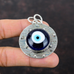 Sinise v&auml;rvi kurja silma ripats 925 sterlingh&otilde;bedast ripats h&auml;mmastav v&auml;&auml;riskiviehe k&auml;sitsi valmistatud unikaalse disainiga ripats kingitus talle antiikne ripats