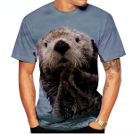 Mehed, naised, vabaaja T-s&auml;rk L&uuml;hikeste varrukatega armas L&otilde;bus Top Saarmad Loomade 3D Prinditud Suvine Mood Trend Hingavad Suured riided L