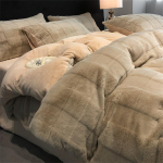 Winter Milk Velvet neljaosaline komplekt Rabbit Plush paksendatud korallsametist linad ja tekikatted flanellist voodipesu 1.2m three-piece set