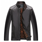 Meeste fliisvoodriga aluskrae pestud PU-nahast vabaaja nahktagi M