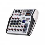 BOMGE 6 kanaliga DJ helimikser Professionaalne heliplaat stereosalvestus MP3 USB BT sisend 48V 1 valge