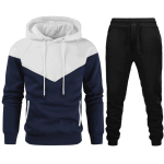 Meeste lapiline kapuutsikomplekt, soe ja luksuslik kaheosaline komplekt, kvaliteetse tr&uuml;kiga pullover, spordiriided XXXL white